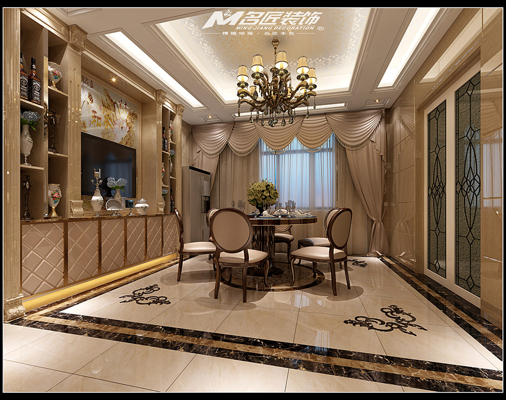 轻奢风格室内装修效果图-新坛自建楼平层250平米-餐厅 轻奢风格室内装修效果图-新坛自建楼平层250平米-餐厅