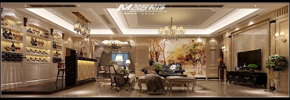 轻奢风格室内装修效果图-新坛自建楼平层250平米-客餐厅 轻奢风格室内装修效果图-新坛自建楼平层250平米-客餐厅