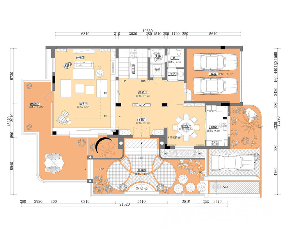 别墅一层布局图 别墅一层布局图